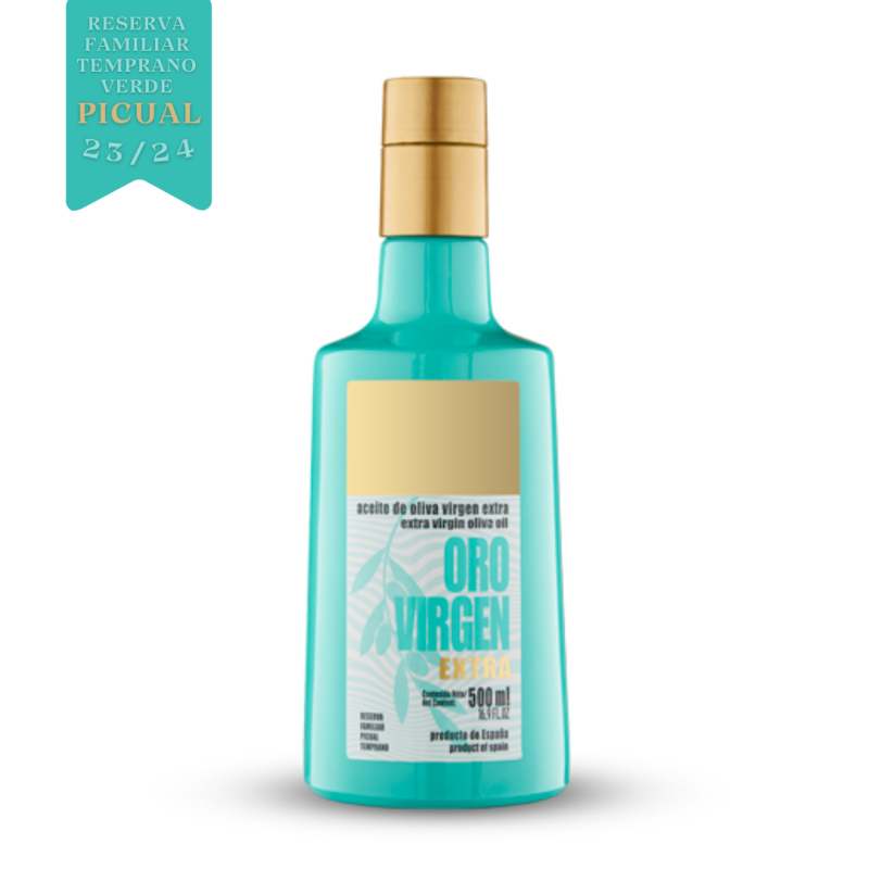 Aceite de Oliva Virgen Extra – Edición Limitada Reserva Familiar, Variedad PICUAL Botella 500 ml.