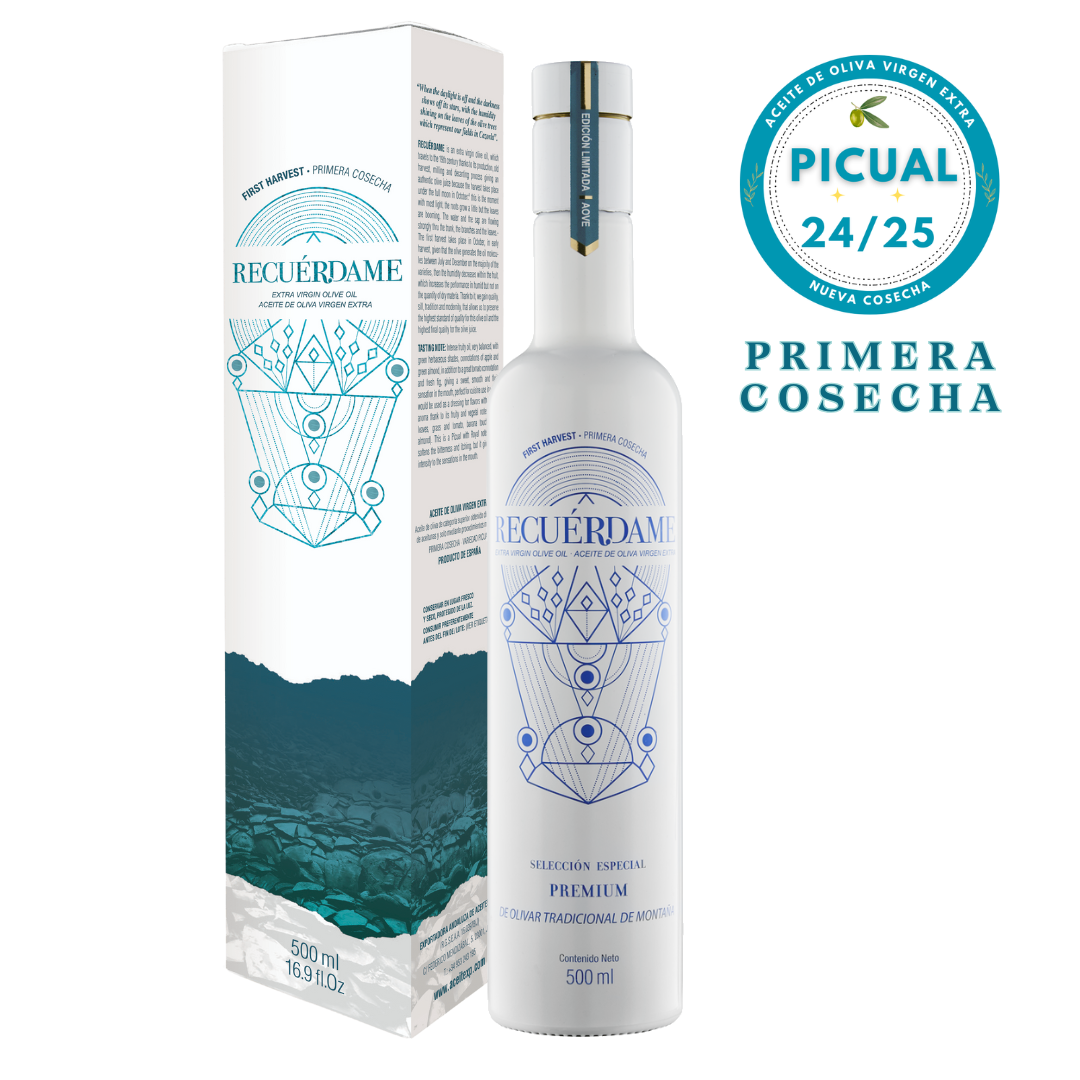 Aceite de Oliva Virgen Extra PICUAL/ROYAL 500 ML. COSECHA TEMPRANA VERDE "RECUERDAME"